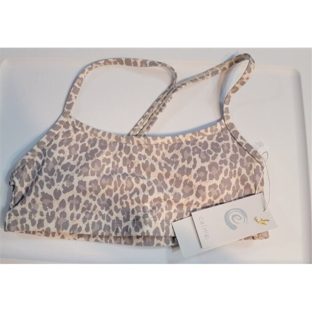 NWT Calme Johnny Was Endurance Cross Back Sports Bra M Cheetah 110796